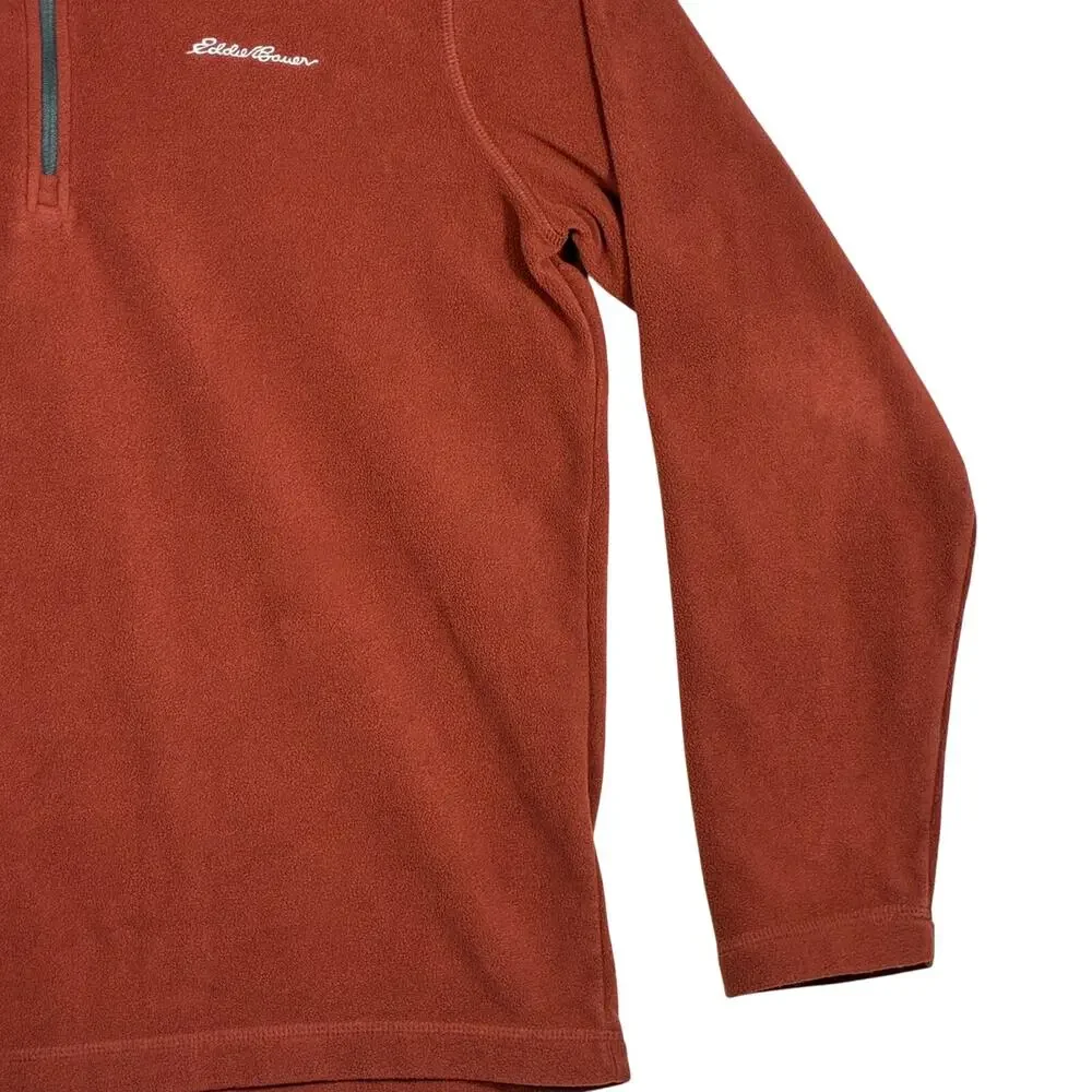 Eddie Bauer Men's 1/4 Zip Pullover Sweater Fleece Rust Brown Color Size Small